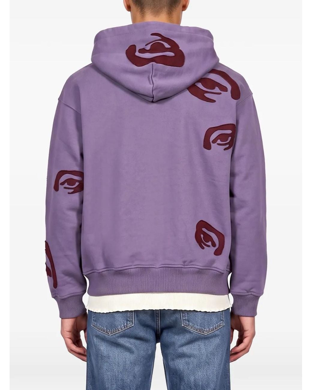 Kidsuper Purple Eye-Patchwork Zip-Up Hoodie for men