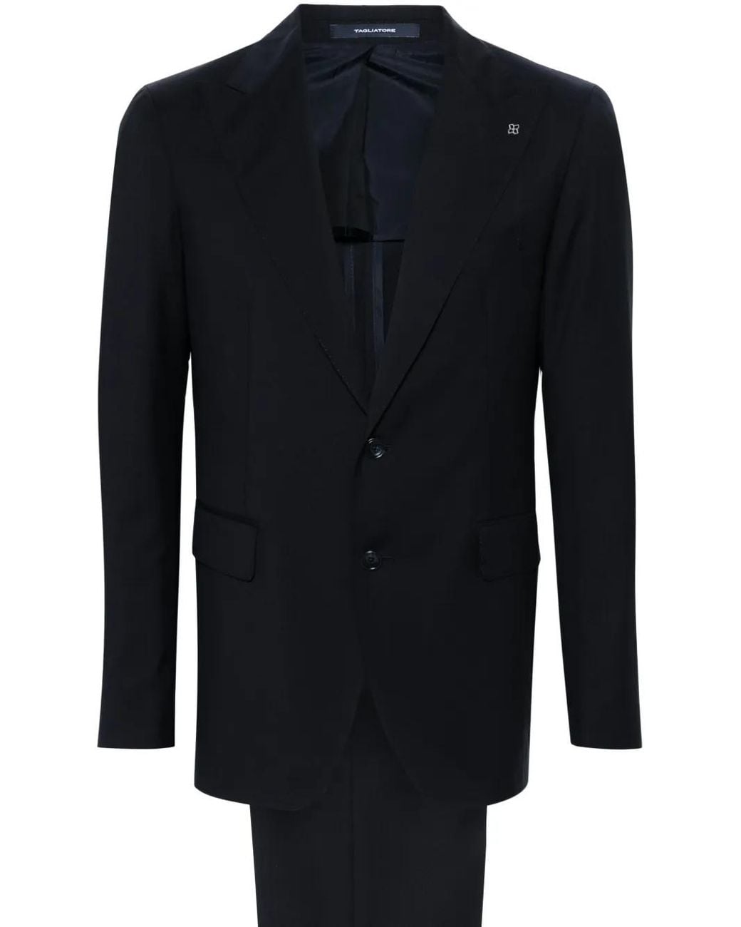 Tagliatore Blue Brooch-Detail Wool Suit for men