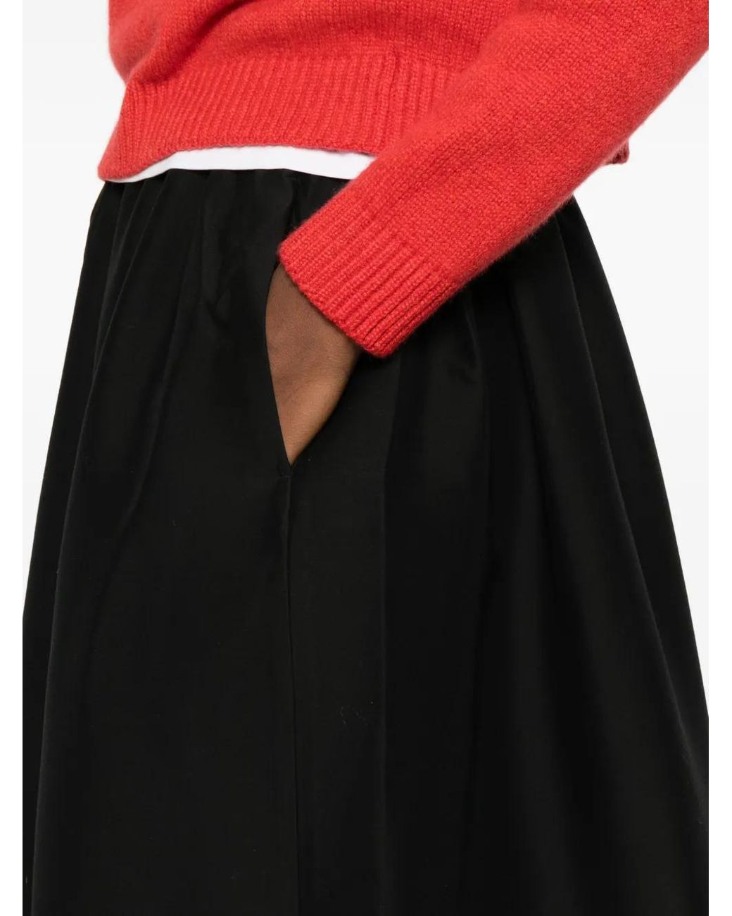 Totême Black Wool Midi Skirt