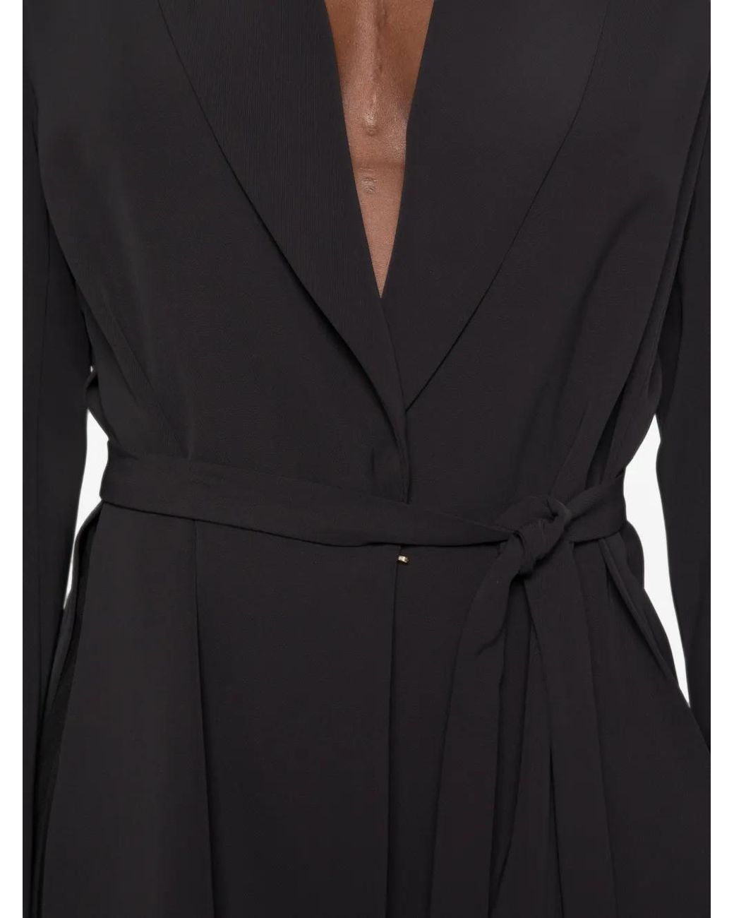Imperial Black Belted Shawl-Lapel Jacket