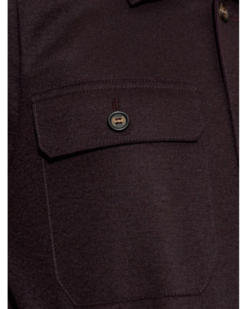Eleventy Purple Pocket-Detail Shirt for men
