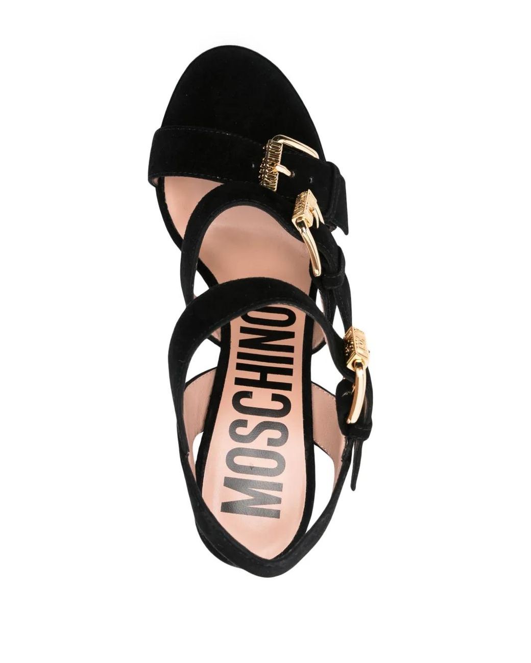 Moschino Black Calf Suede Platform Sandals