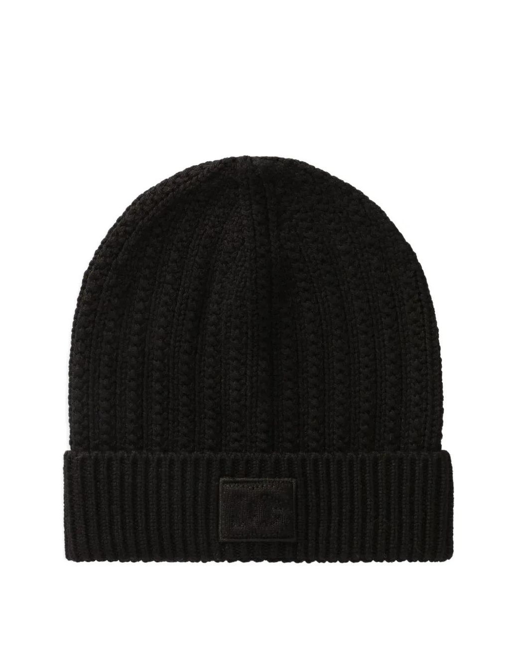 Dolce & Gabbana Black Cable-Knit Beanie Hat for men