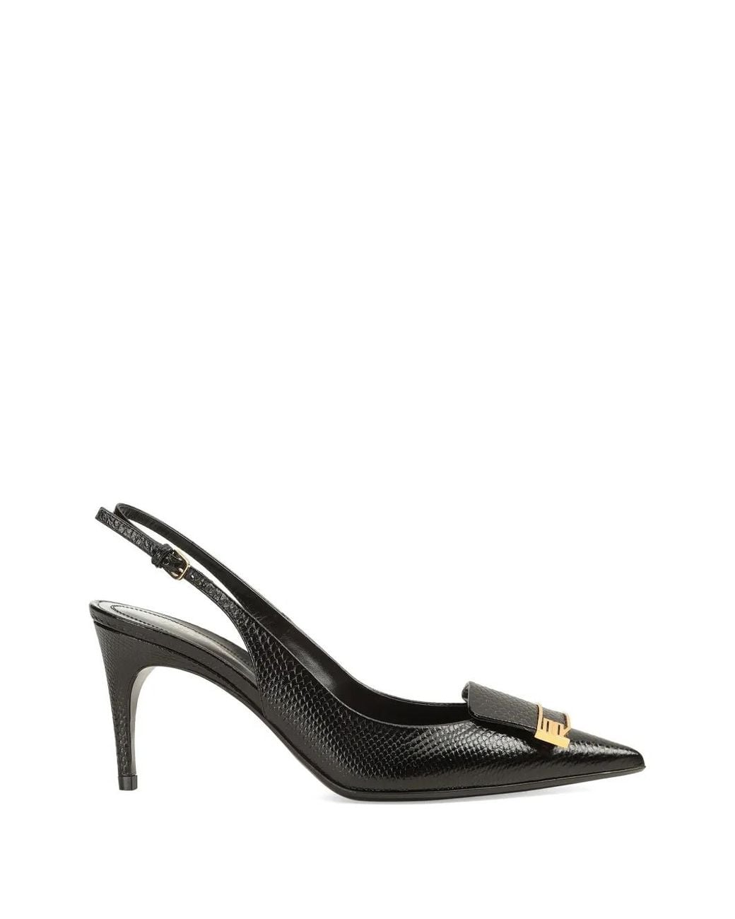 Sergio Rossi Black Sr Evolv Lizard-Effect Heeled Pumps