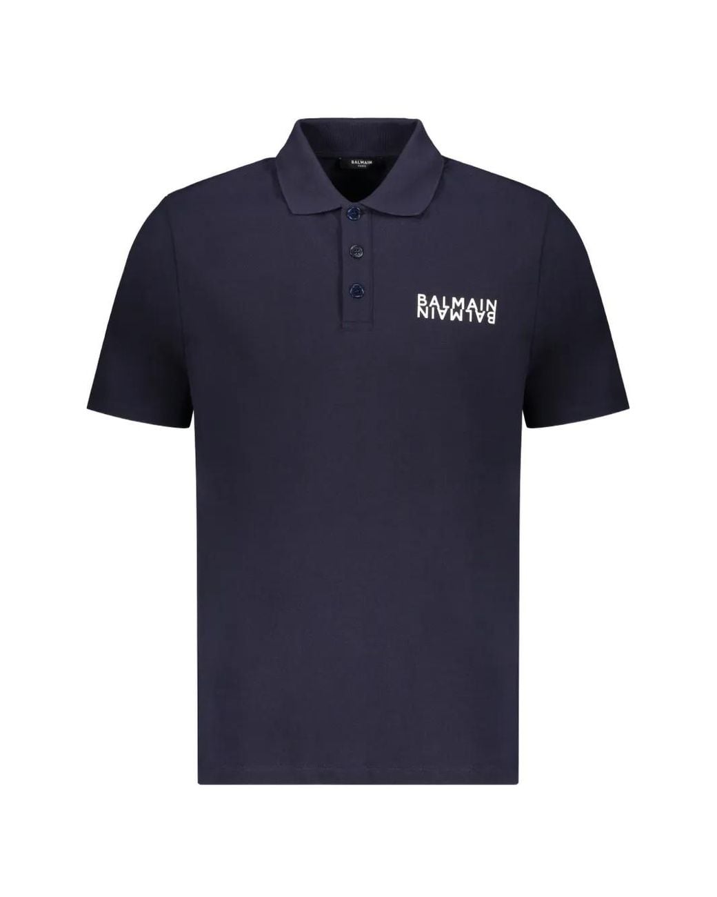 Balmain Blue Short-Sleeve Polo Shirt for men