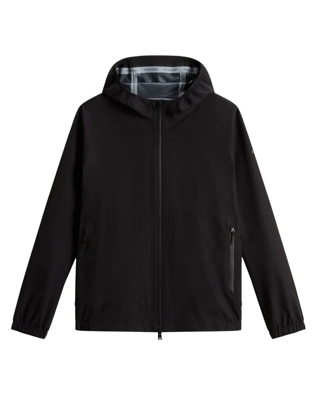 Woolrich Black Hooded Zip-Up Jacket for men