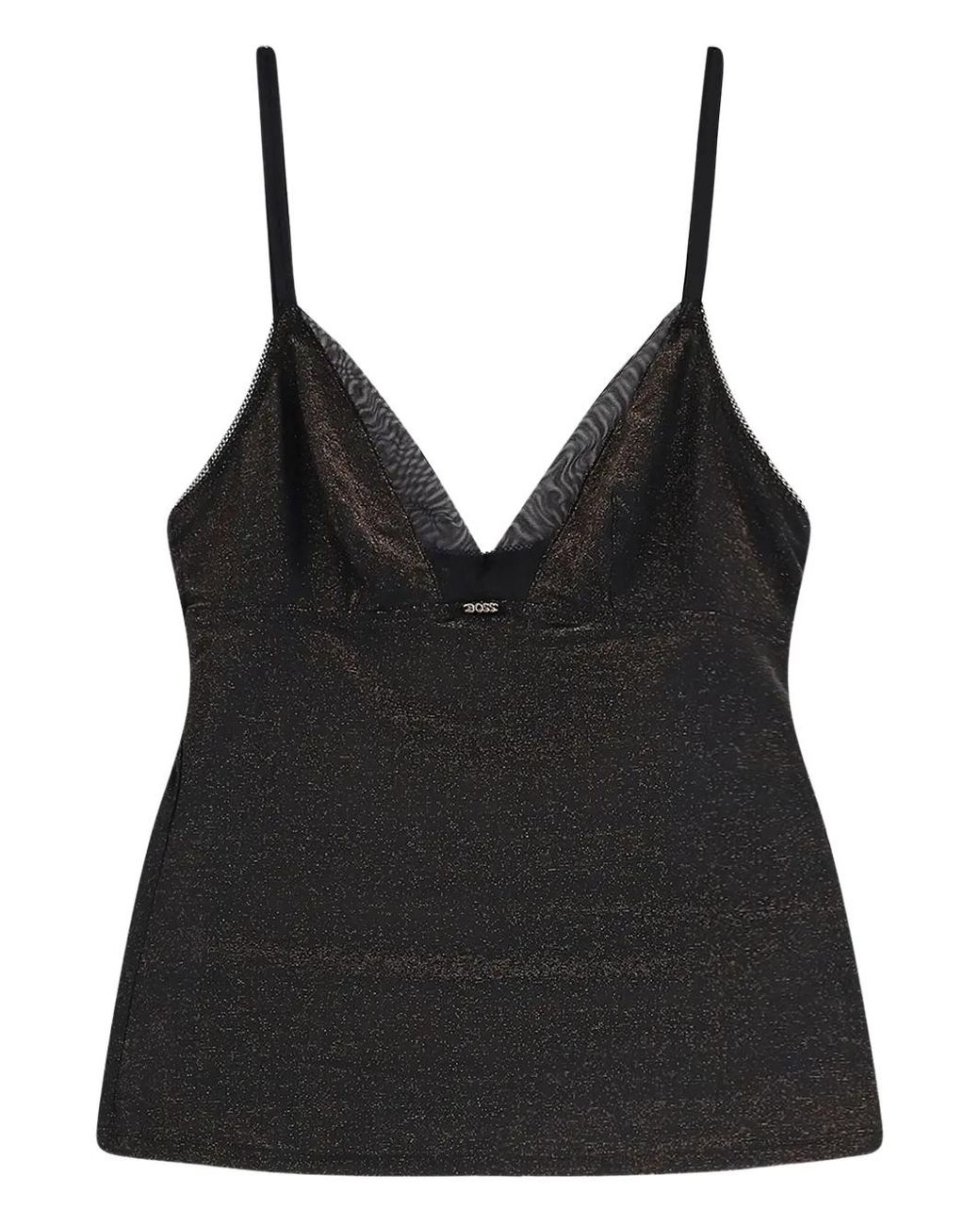Boss Black Mesh Detail Tank Top Set