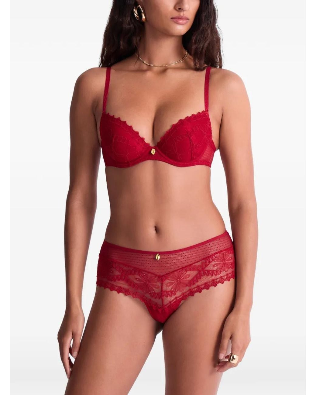 Aubade Red Mystery Of Love Lace Briefs