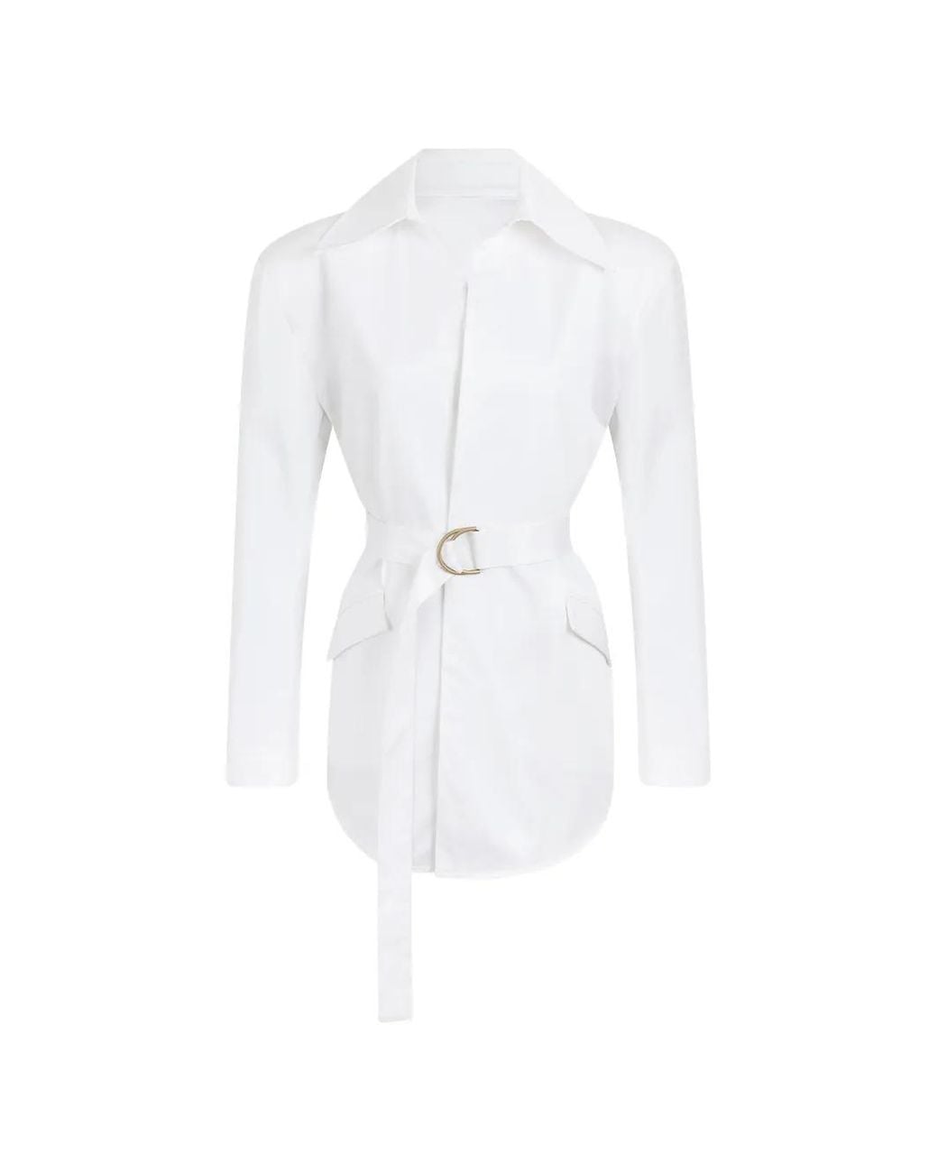 CAYET White Julia Belted Blouse