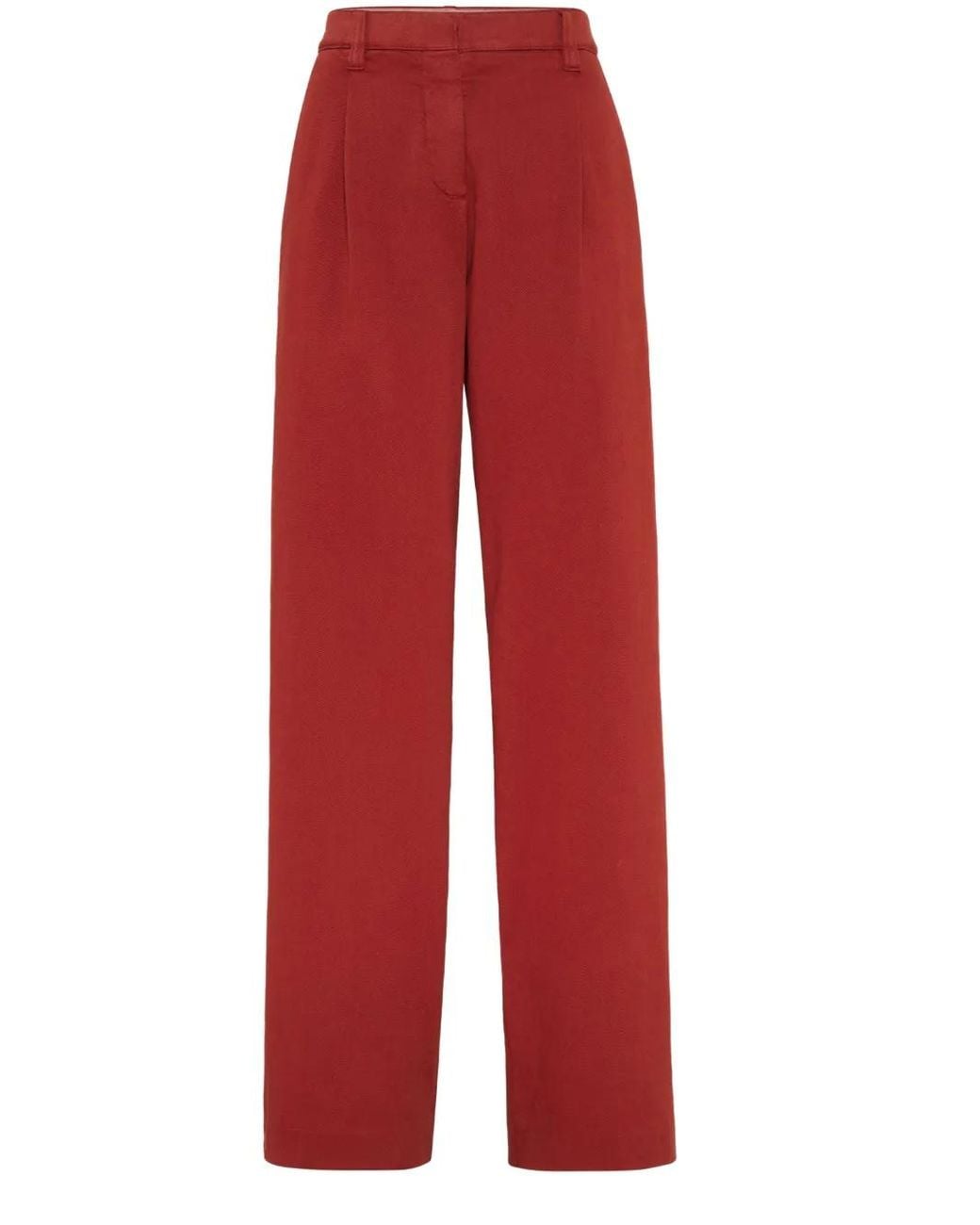 Brunello Cucinelli Red Mid-Rise Cotton Denim Straight-Leg Pants