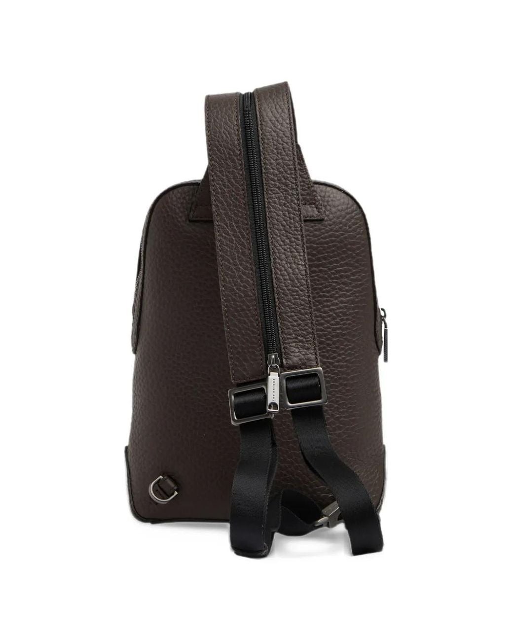 The Bridge Brown Grained Leather Backpack for men
