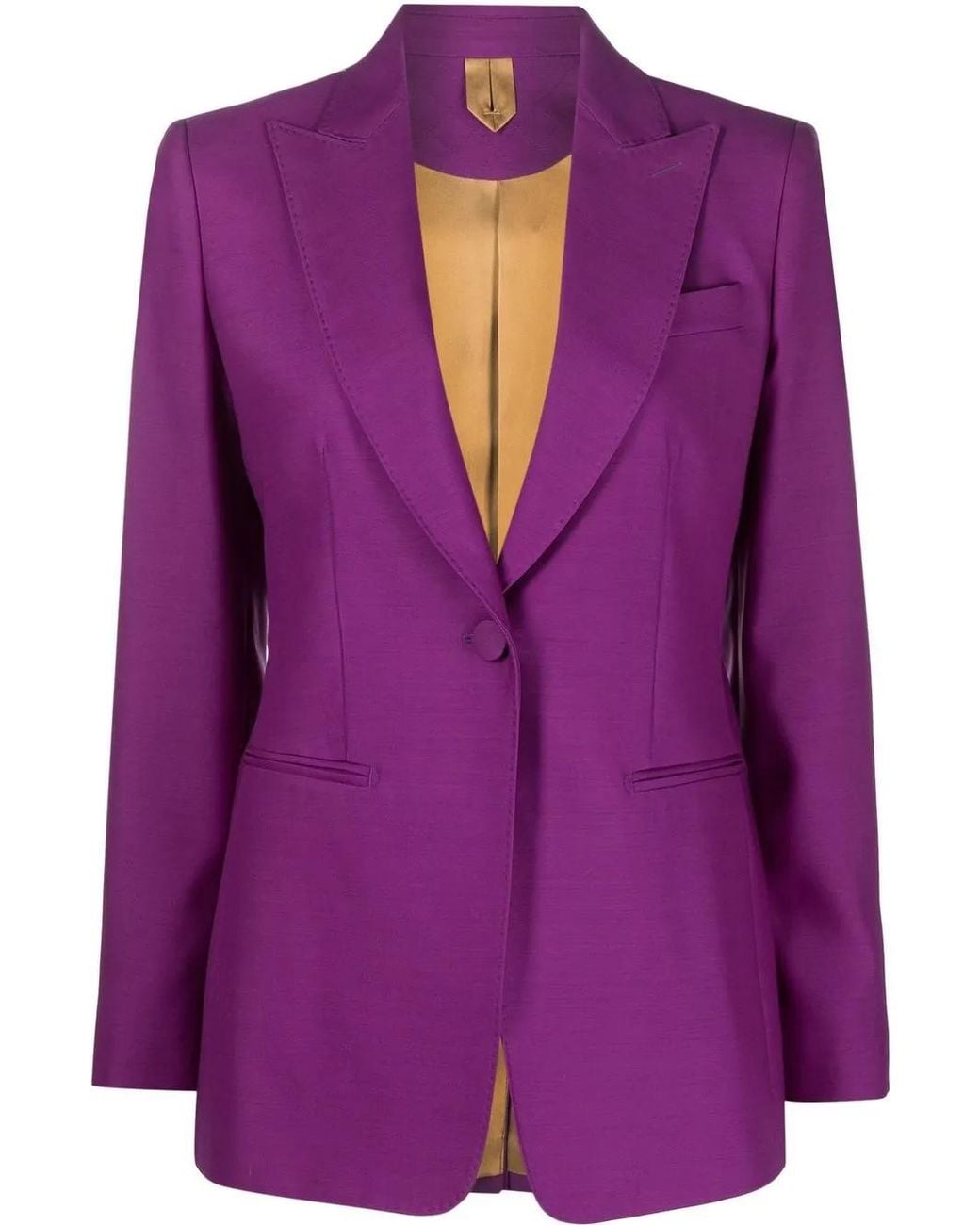Max Mara Purple Single-Breasted Virgin Wool-Blend Blazer