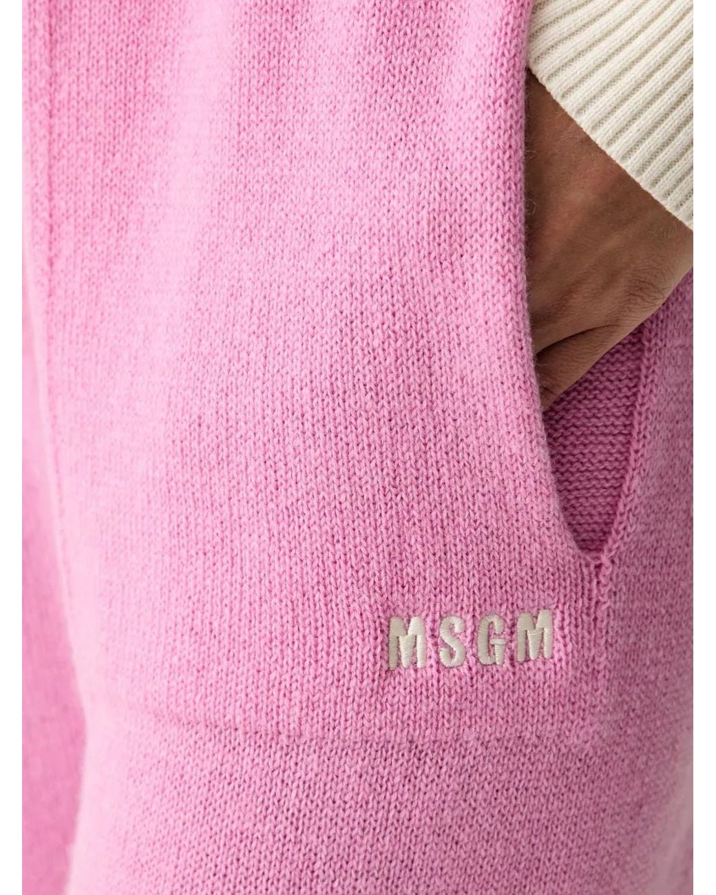 MSGM Pink Logo-Embroidered Knitted Track Pants