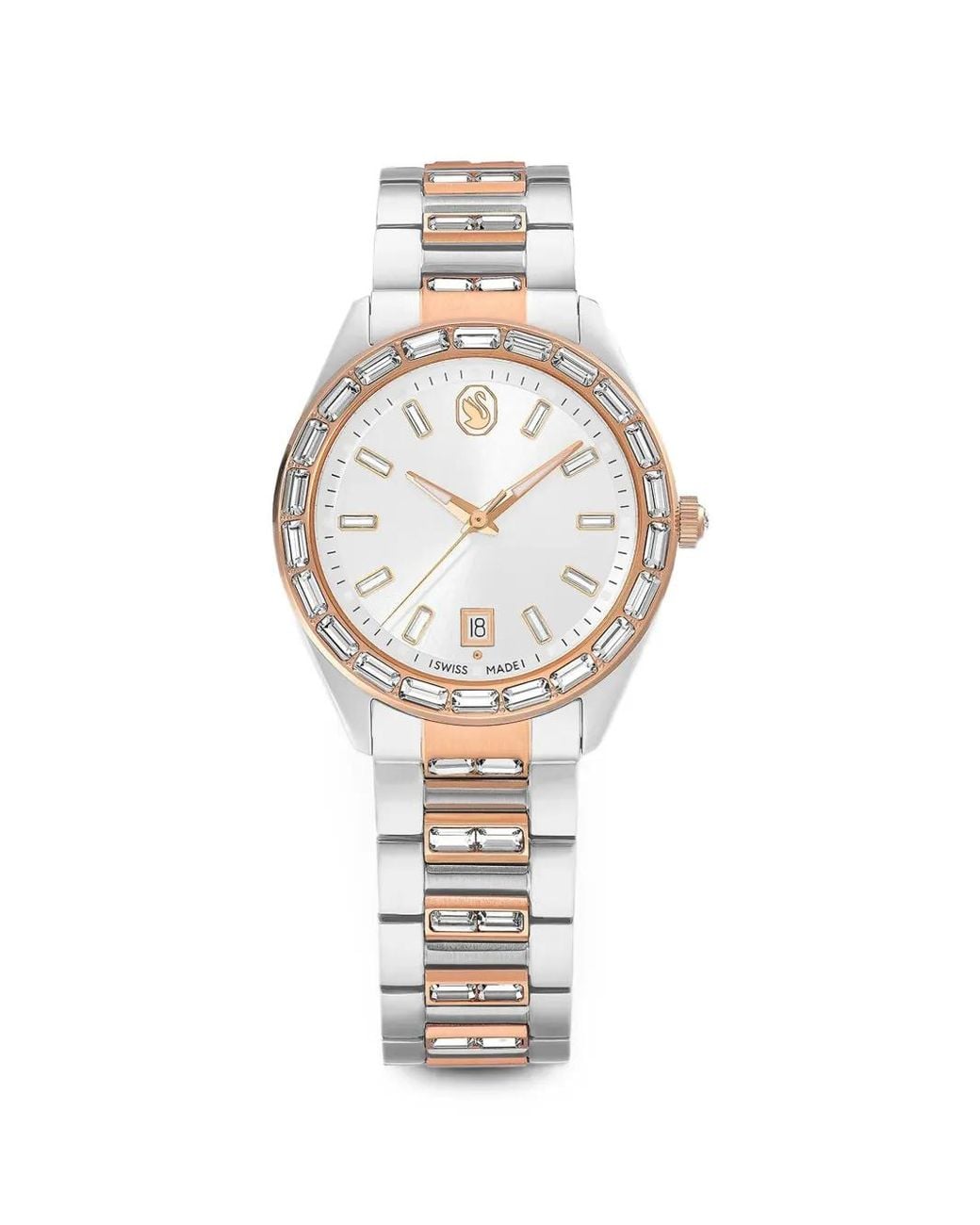 Swarovski White Matrix Crystal-Embellished-Bezel 40Mm Watch