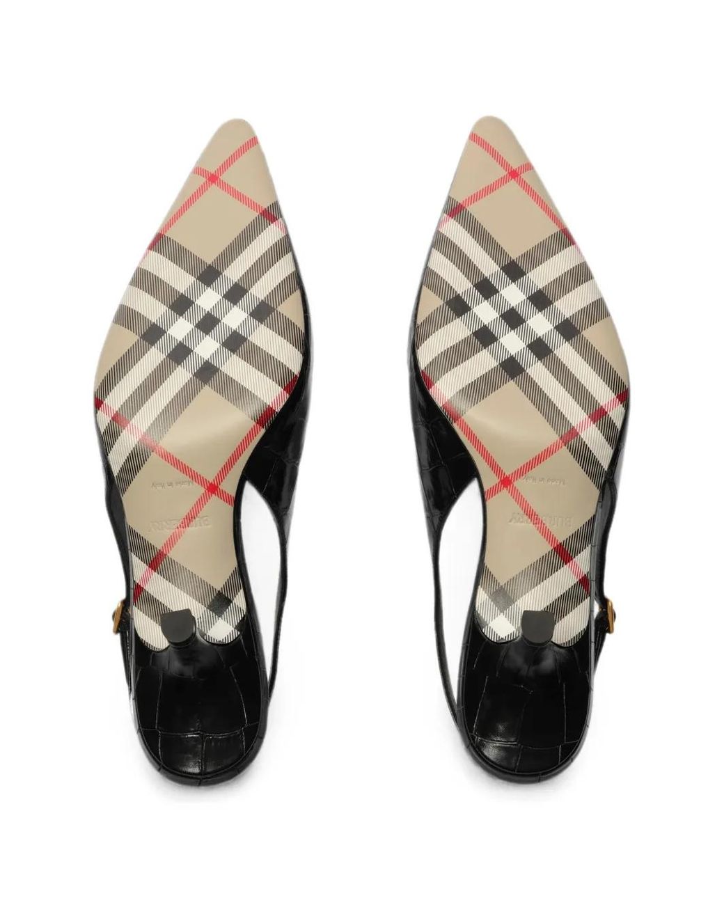 Burberry Black Crocodile-Effect Leather Dame Slingback Pumps