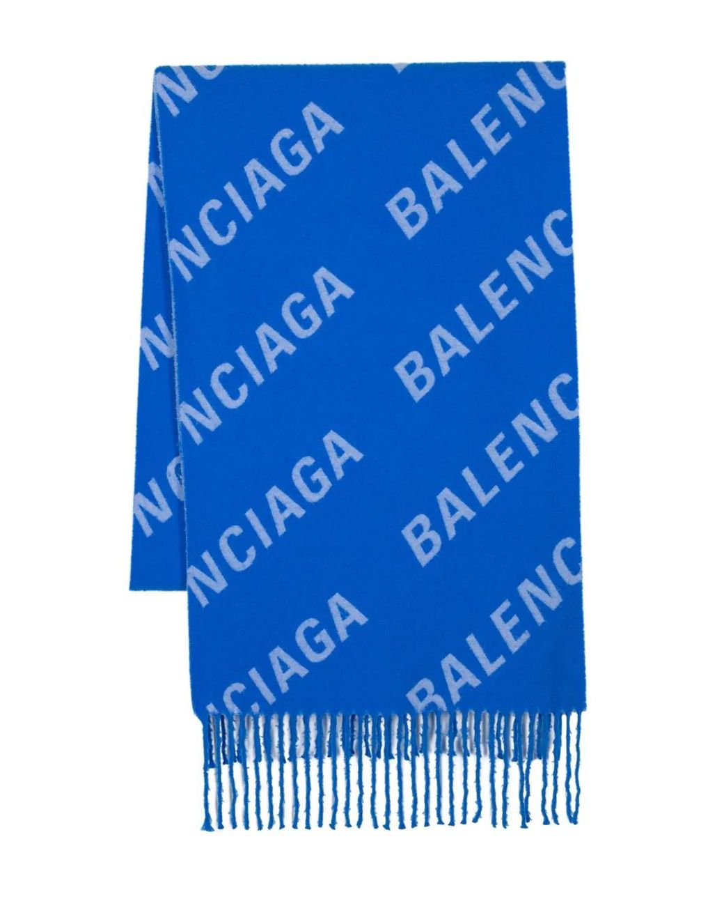 Balenciaga Blue Logo-Jacquard Wool Scarf for men