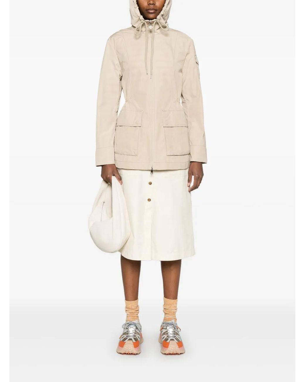 Moncler Natural Buttoned Midi Skirt