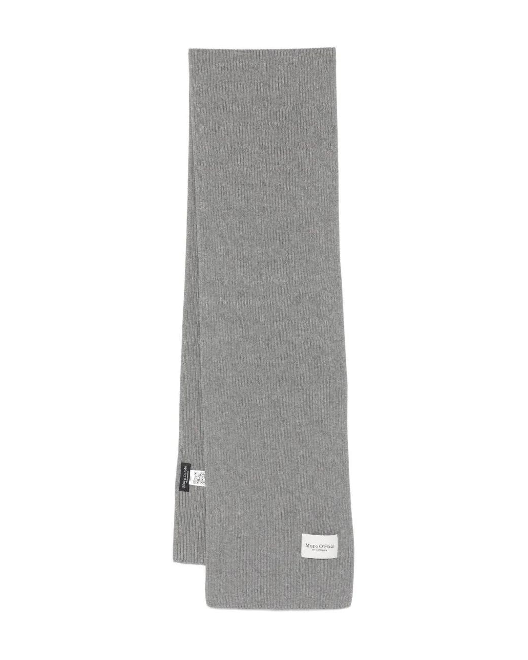 Marc O' Polo Gray Ribbed Patch-Logo Scarf for men