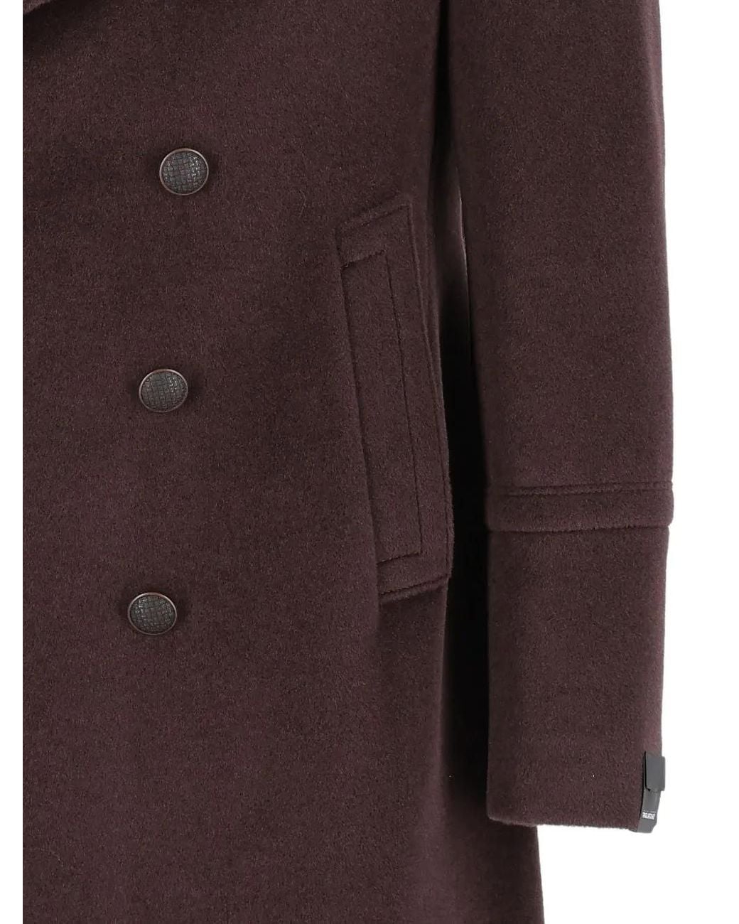 Tagliatore Brown Double-Breasted Virgin Wool Coat for men