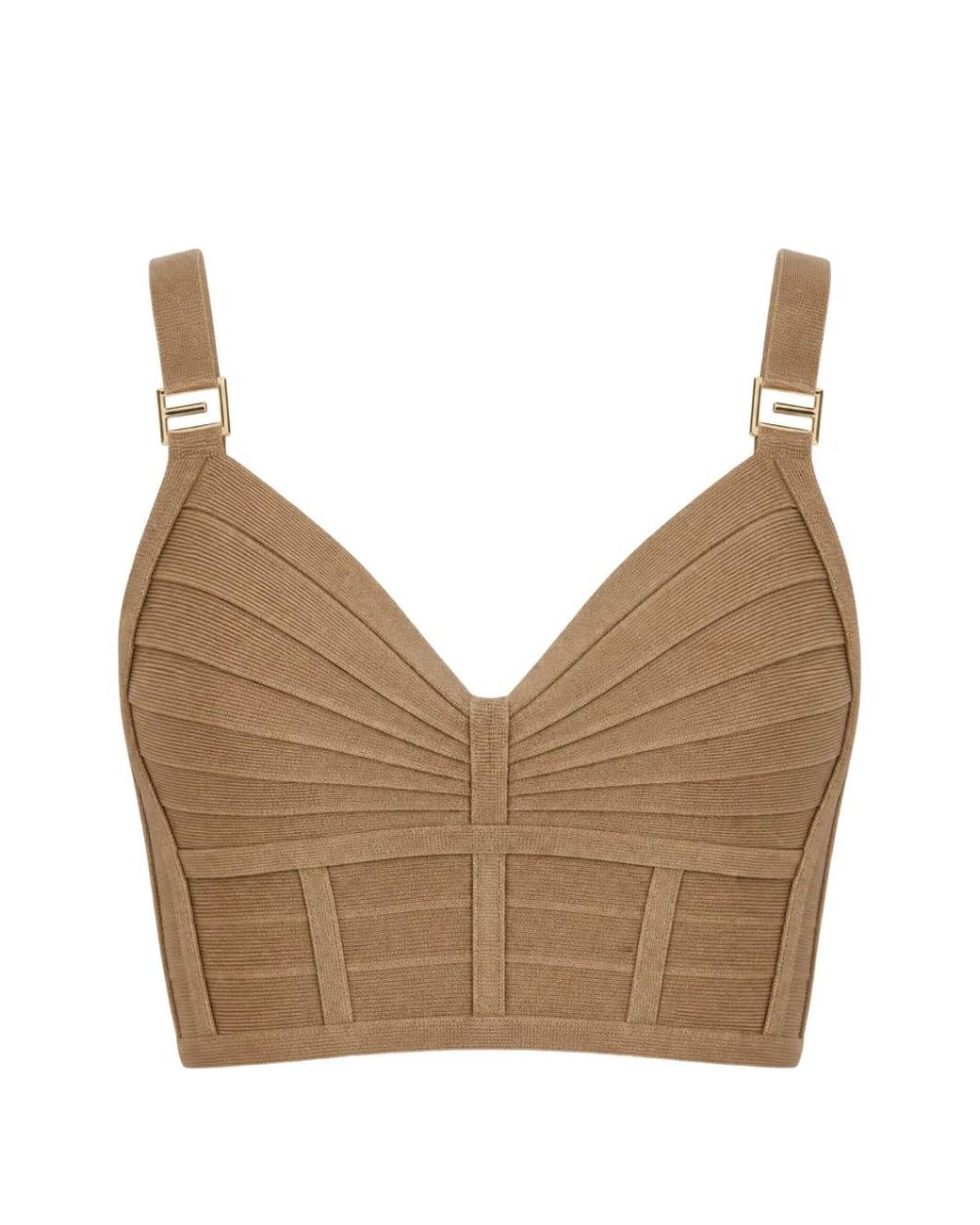 Elisabetta Franchi Natural Haut À Plaque Logo Et Empiècements