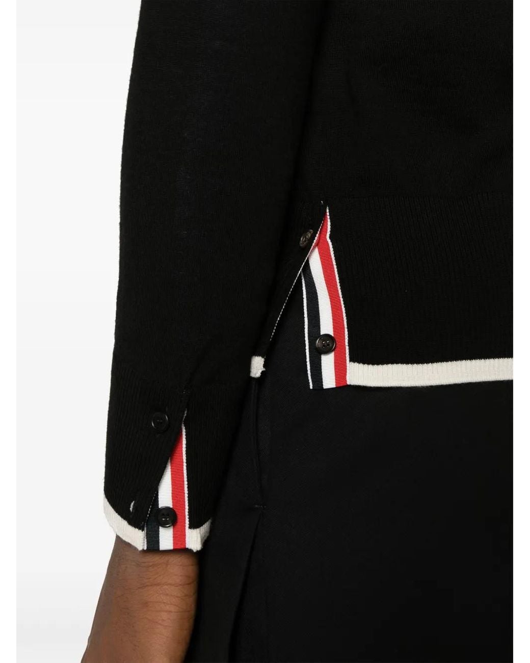 Thom Browne Black Virgin Wool Cardigan For for men