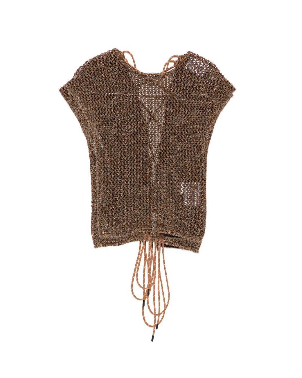 Alpha Studio Alpha Studio Open-Knit Top in Brown | Lyst