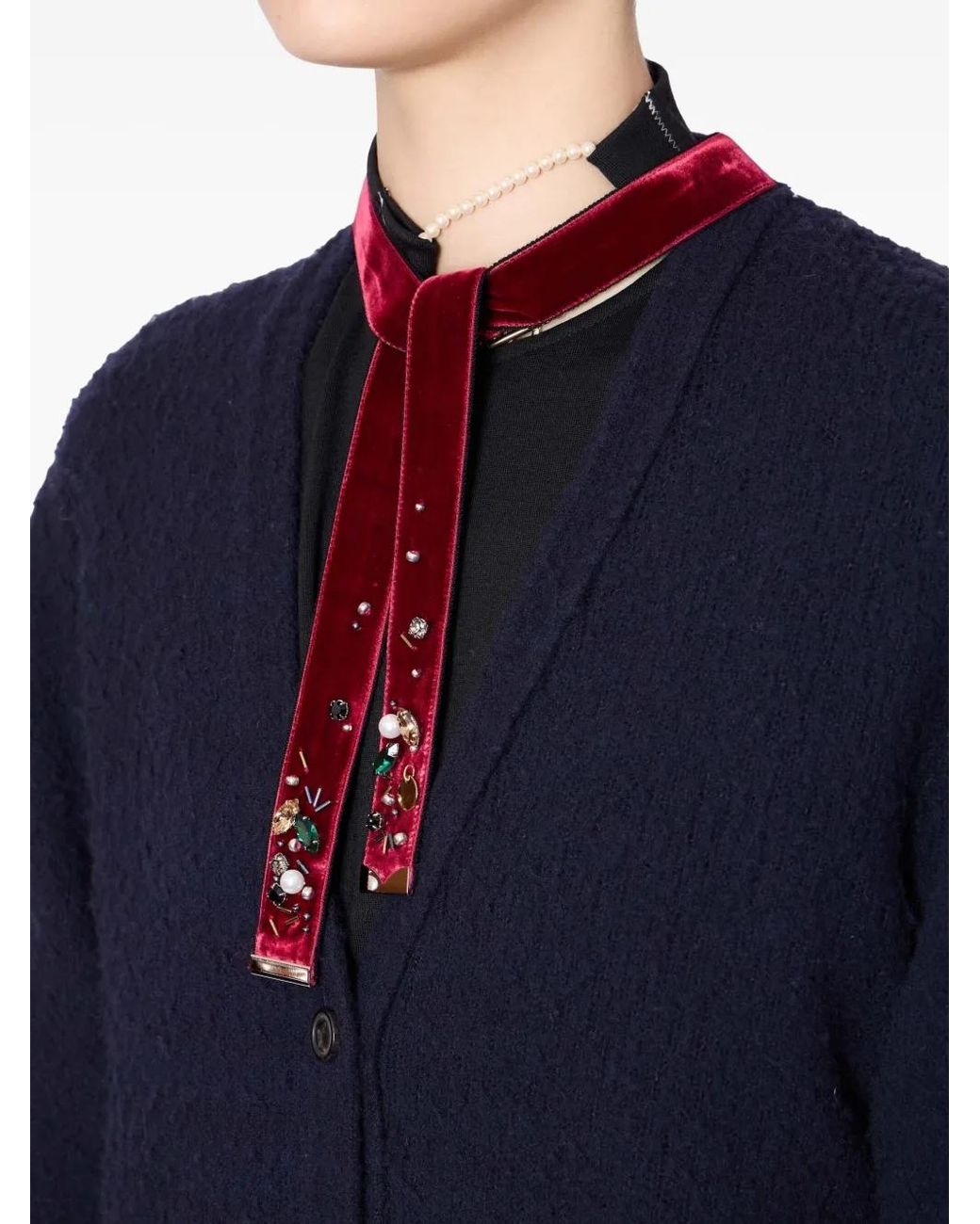 Kolor Blue Embellished Button-Down Cardigan