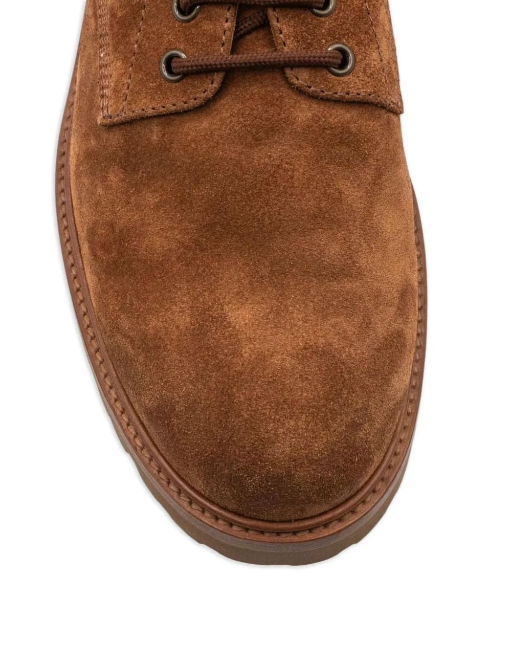 Brunello Cucinelli Brown Lace-Up Derby Shoes for men