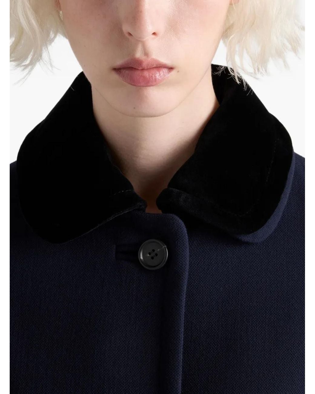 Prada Blue Detachable Collar Single-Breasted Coat