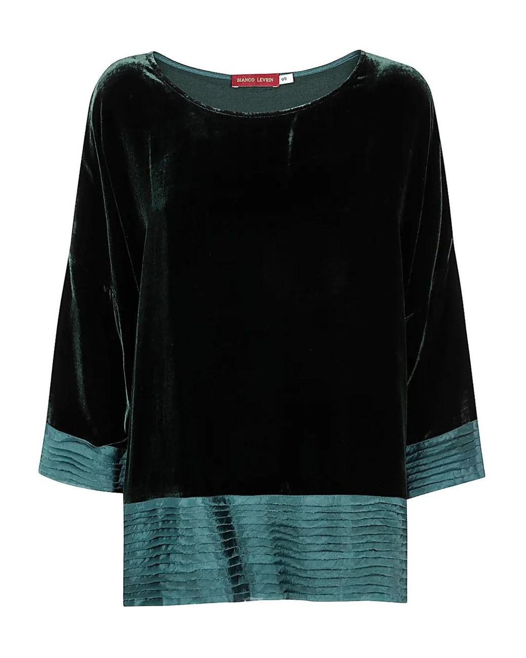 BIANCO LEVRIN Black Velvet Pleated-Hem Top