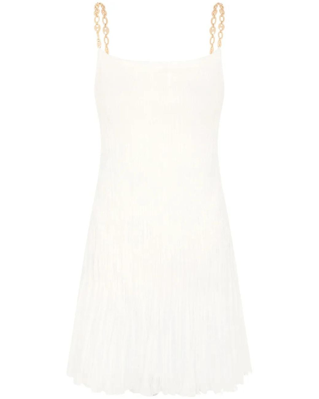 Rabanne White Chain-Strap Silk Minidress