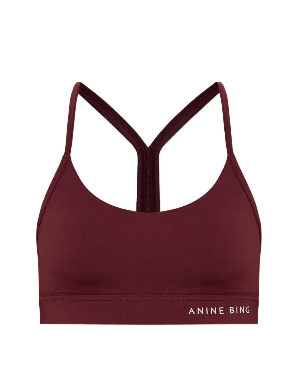 Anine Bing Purple Eve Logo-Print Training Bra