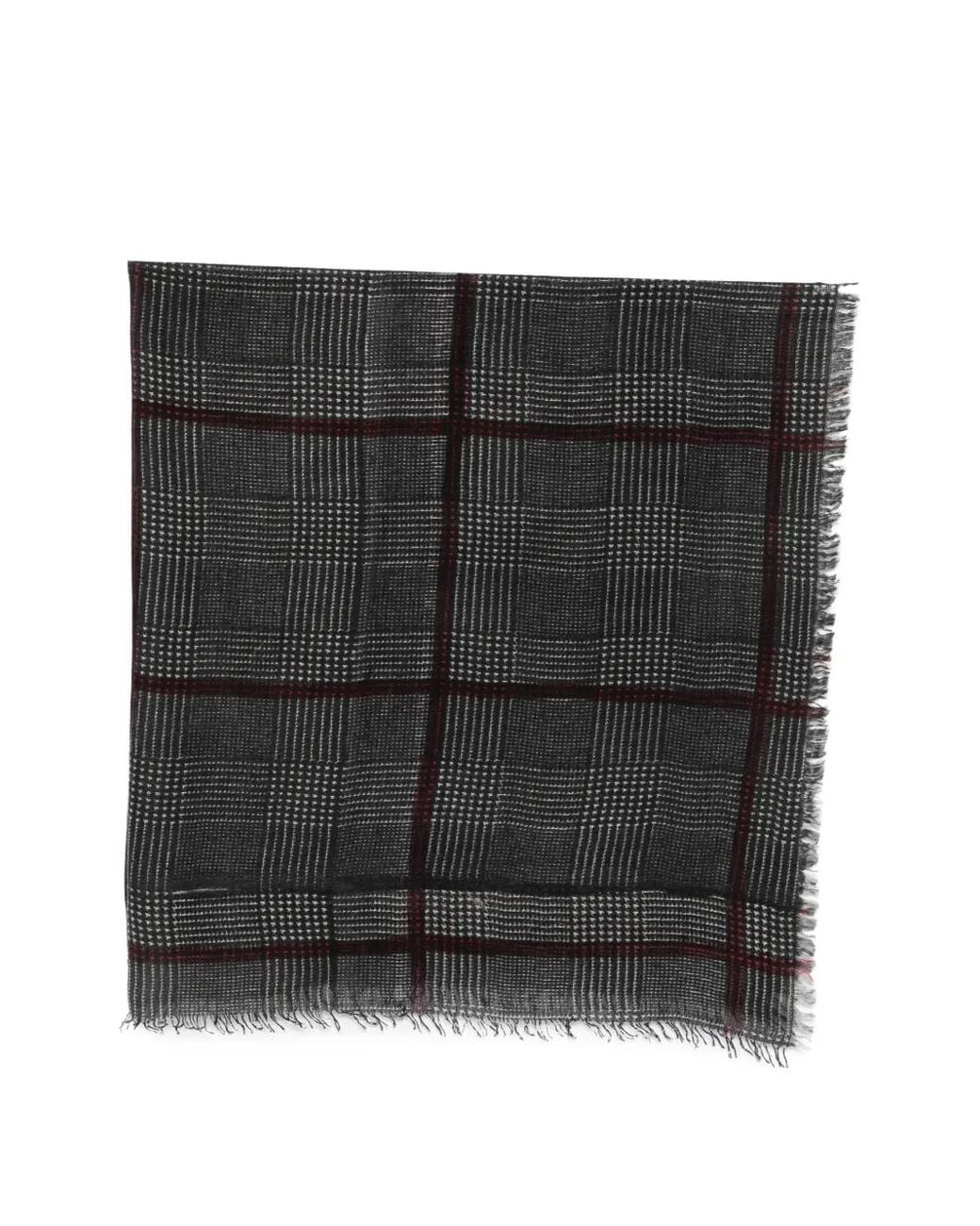 Faliero Sarti Black Cristopher Check-Pattern Frayed Scarf
