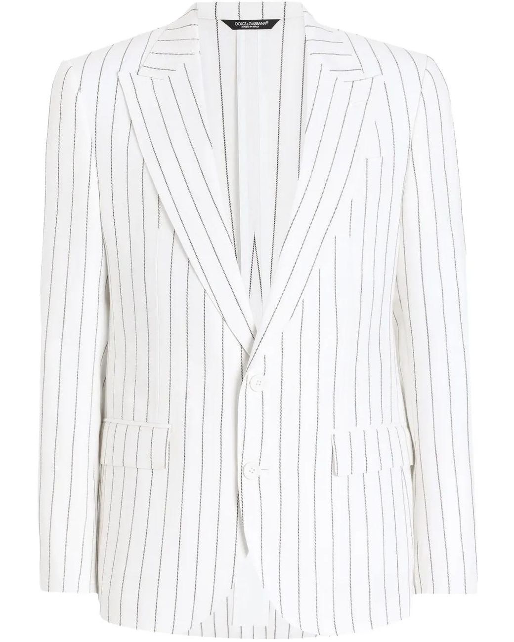Dolce & Gabbana White Pinstriped Blazer for men