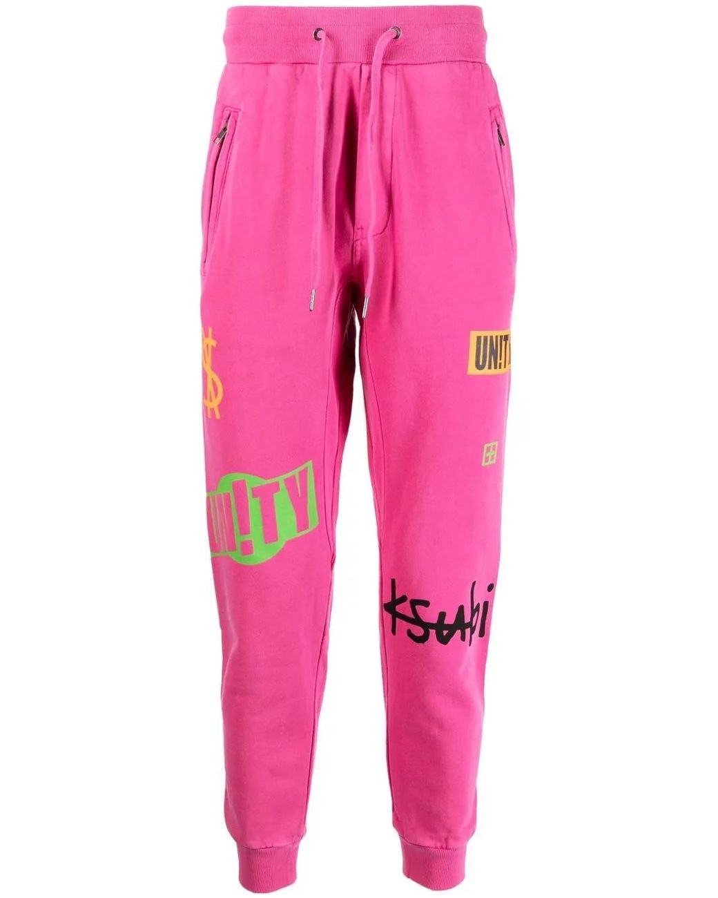 Ksubi Pink Cotton Logo-Print Track Pants for men
