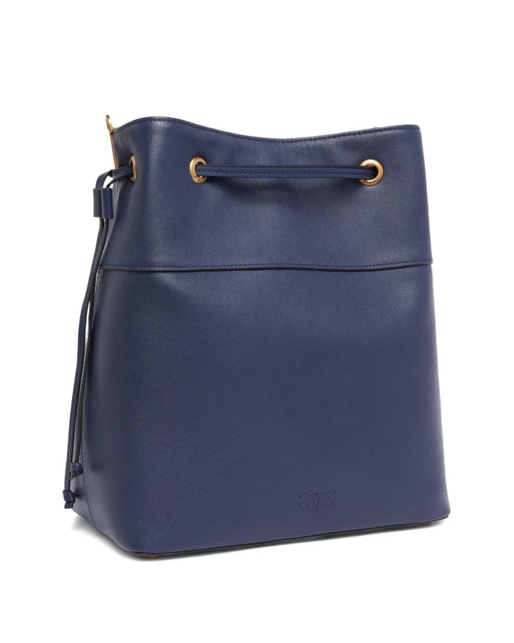 Pinko Blue Medium Logo-Embellished Drawstring Bucket Bag