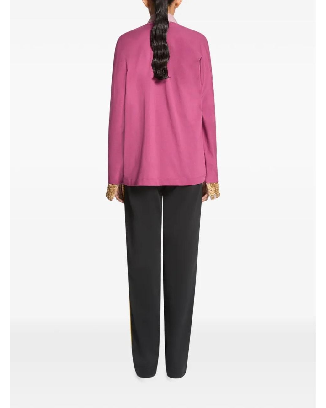 Dries Van Noten Pink Long Sleeve Cotton T-Shirt