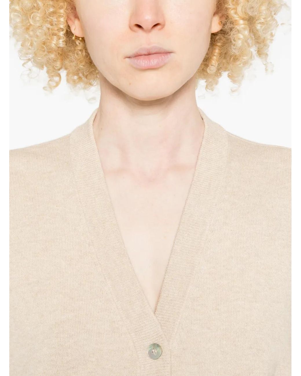 ABSOLUT CASHMERE Natural V-Neck Buttoned Cardigan