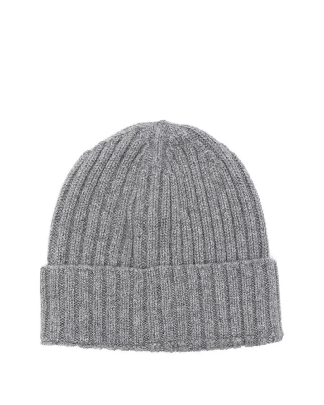 Dell'Oglio Gray Ribbed Beanie Hat for men