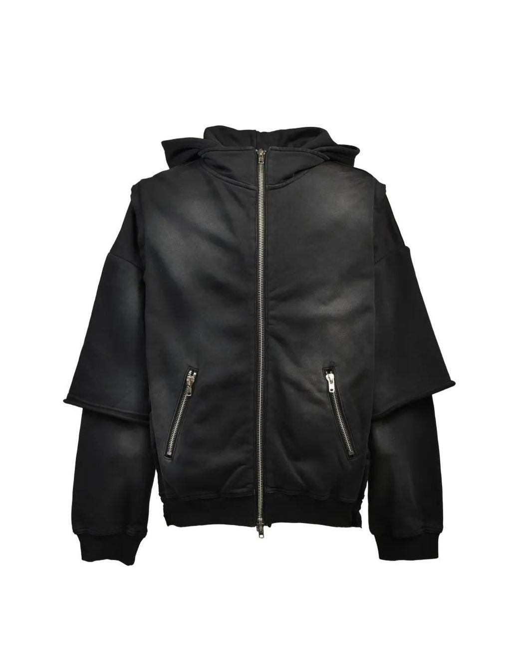 BREATH Black Layered Hoodie for men