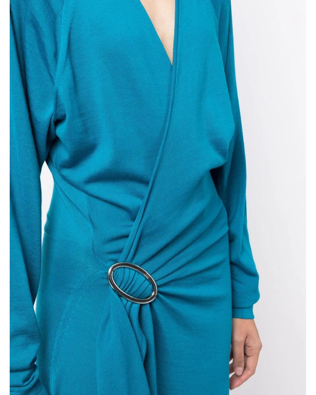 The Attico Blue Atwell Wool Midi Wrap Dress