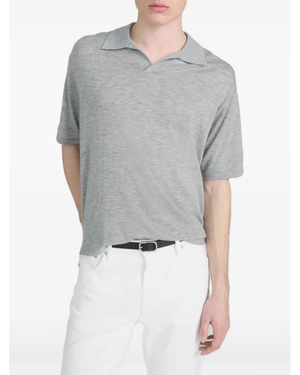 FRAME Gray Short-Sleeved Polo Shirt for men