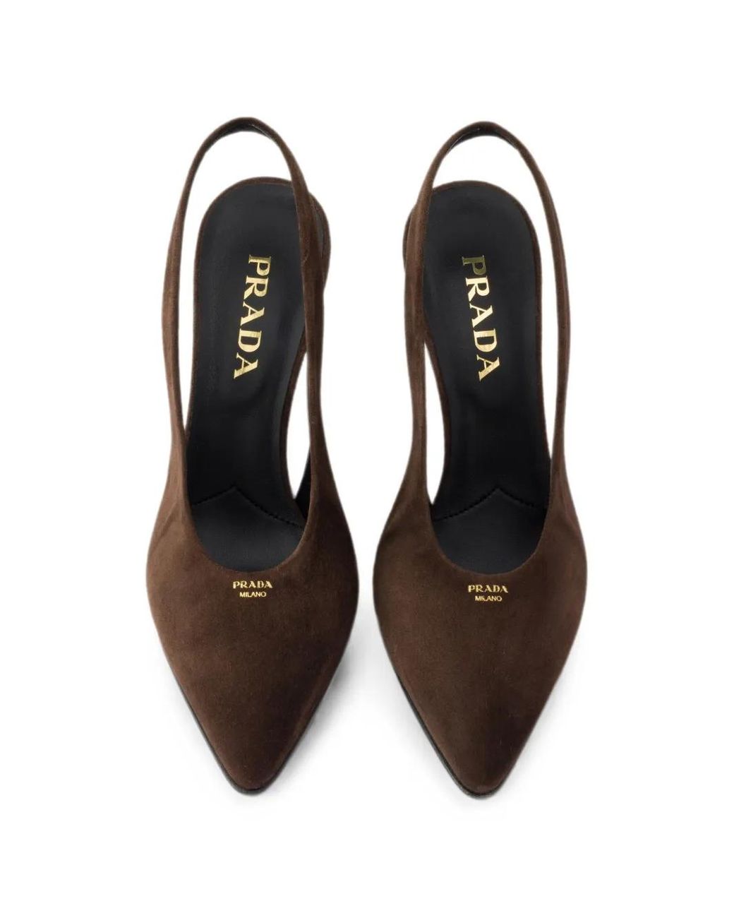 Prada Brown Escarpins En Daim À Bride Arrière