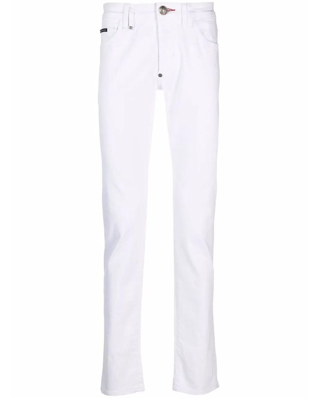 Philipp Plein White Super Straight Cut Jeans for men