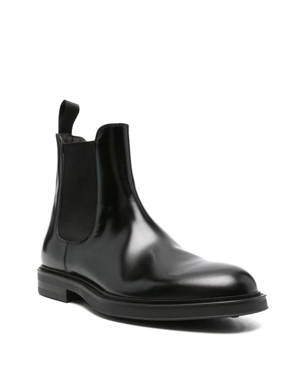 Green George Black Elastic-Panel Leather Boots for men