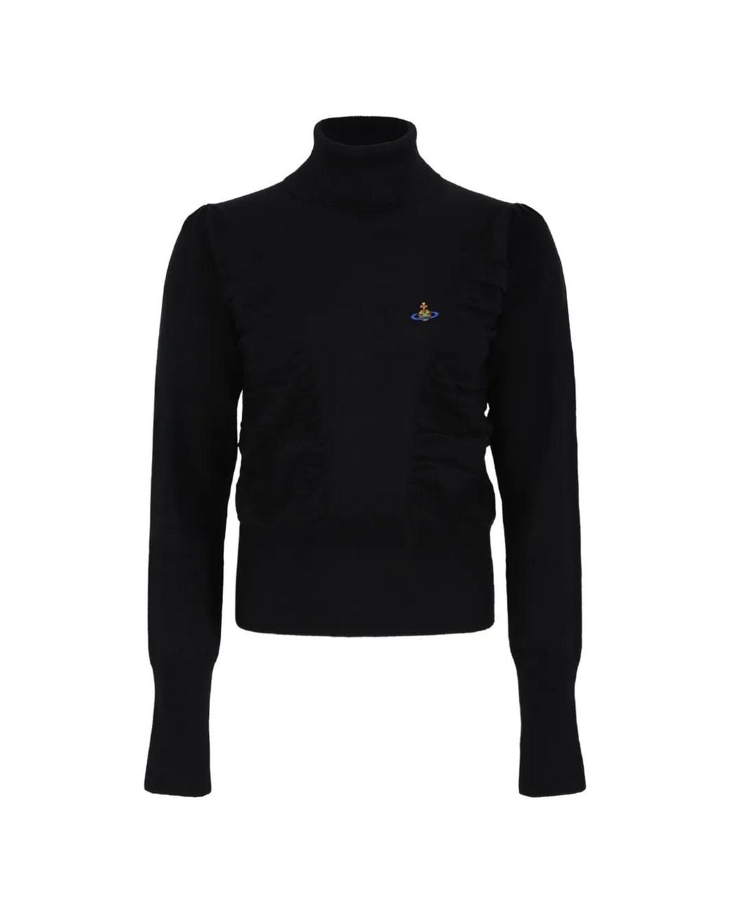 Vivienne Westwood Black Orb-Embroidered Ruched Sweater