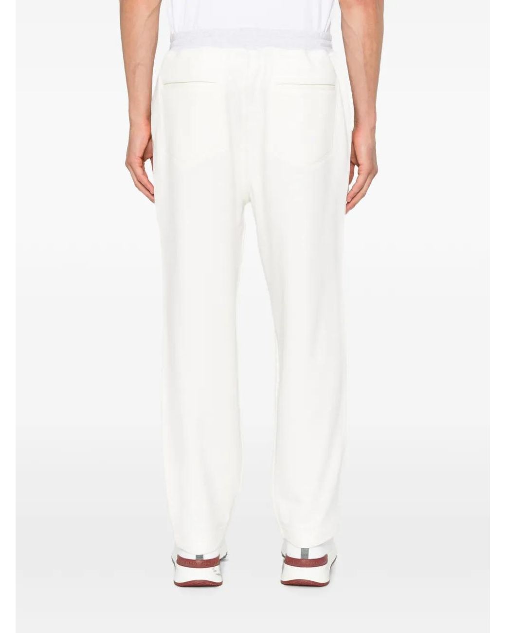 Brunello Cucinelli White Cotton Blend Sweatpants for men