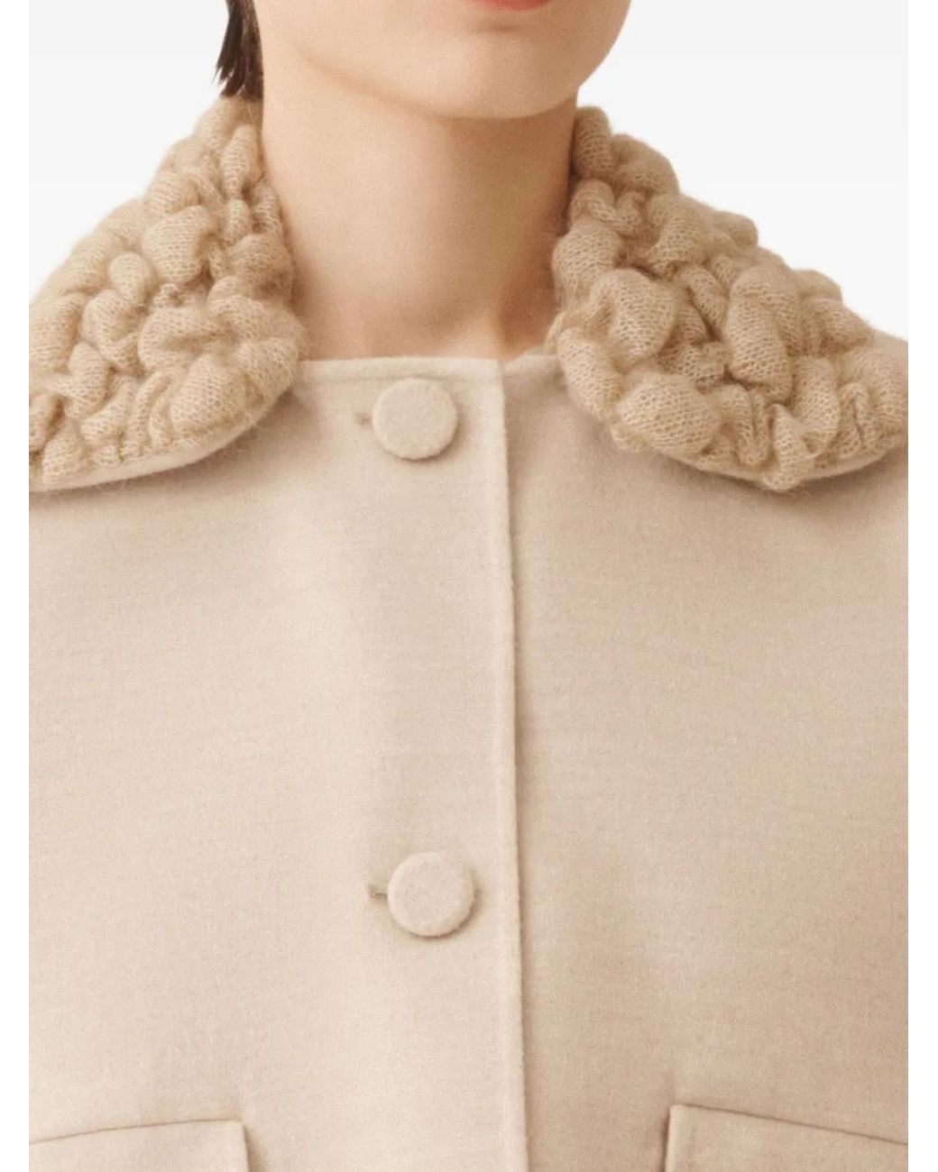 Fabiana Filippi Natural Knitted-Collar Wool Jacket