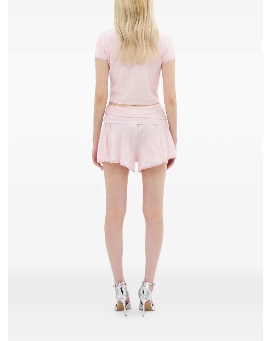 Area Pink Crystal-Embellished Shorts