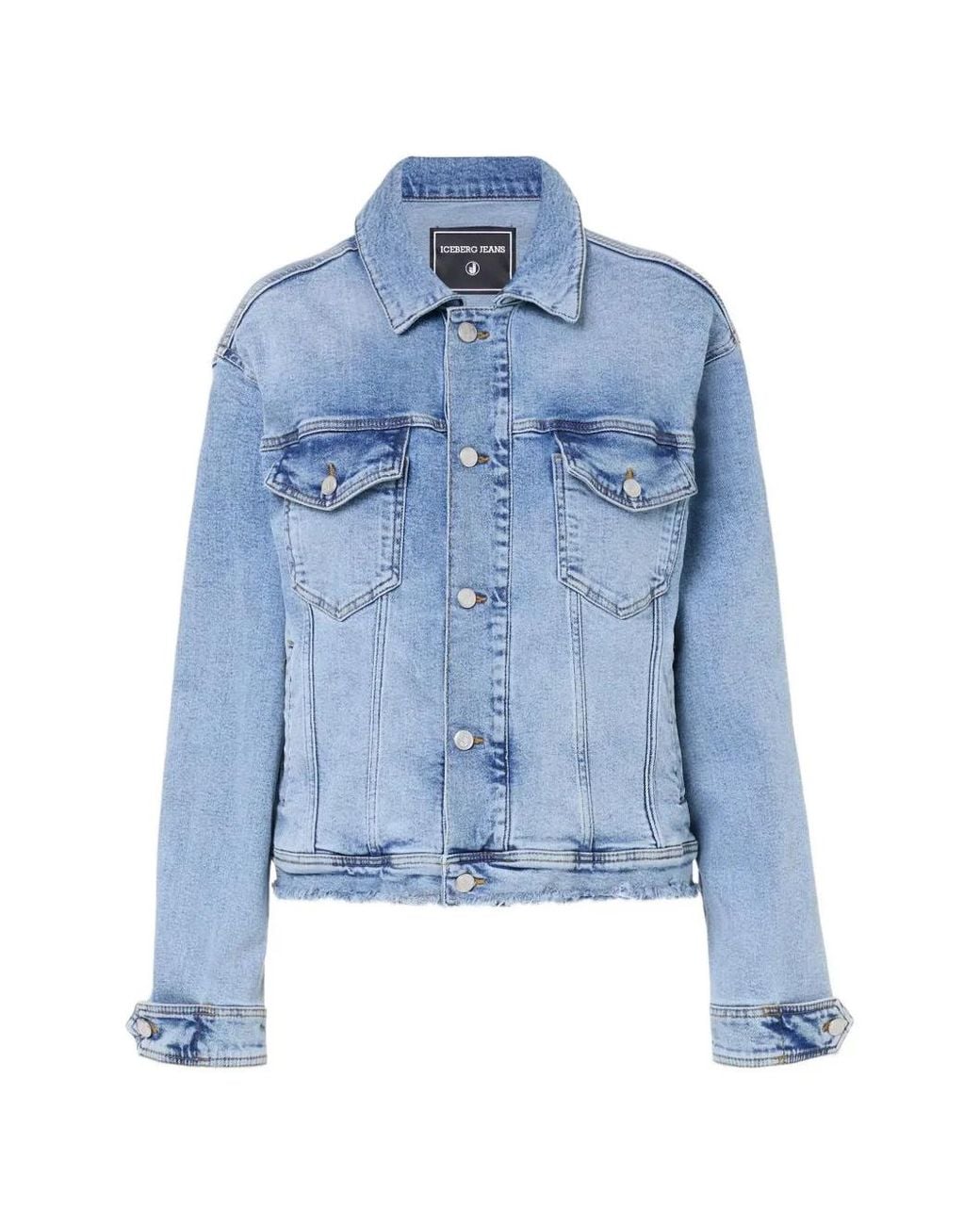 Iceberg Blue Faded Frayed-Hem Jacket